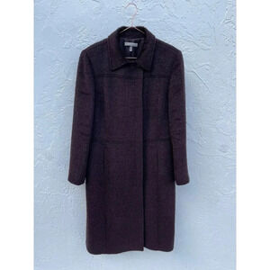 Anne Klein Womens Long Sleeve Wool Alpaca A Line Full Length Coat Brown Sz 12